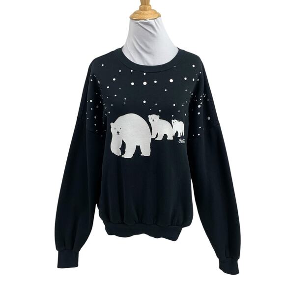 Wildfox Coca Cola Sweatshirt Womens S Small Fleece Lined Bears Holiday Oversized - Picture 1 of 11